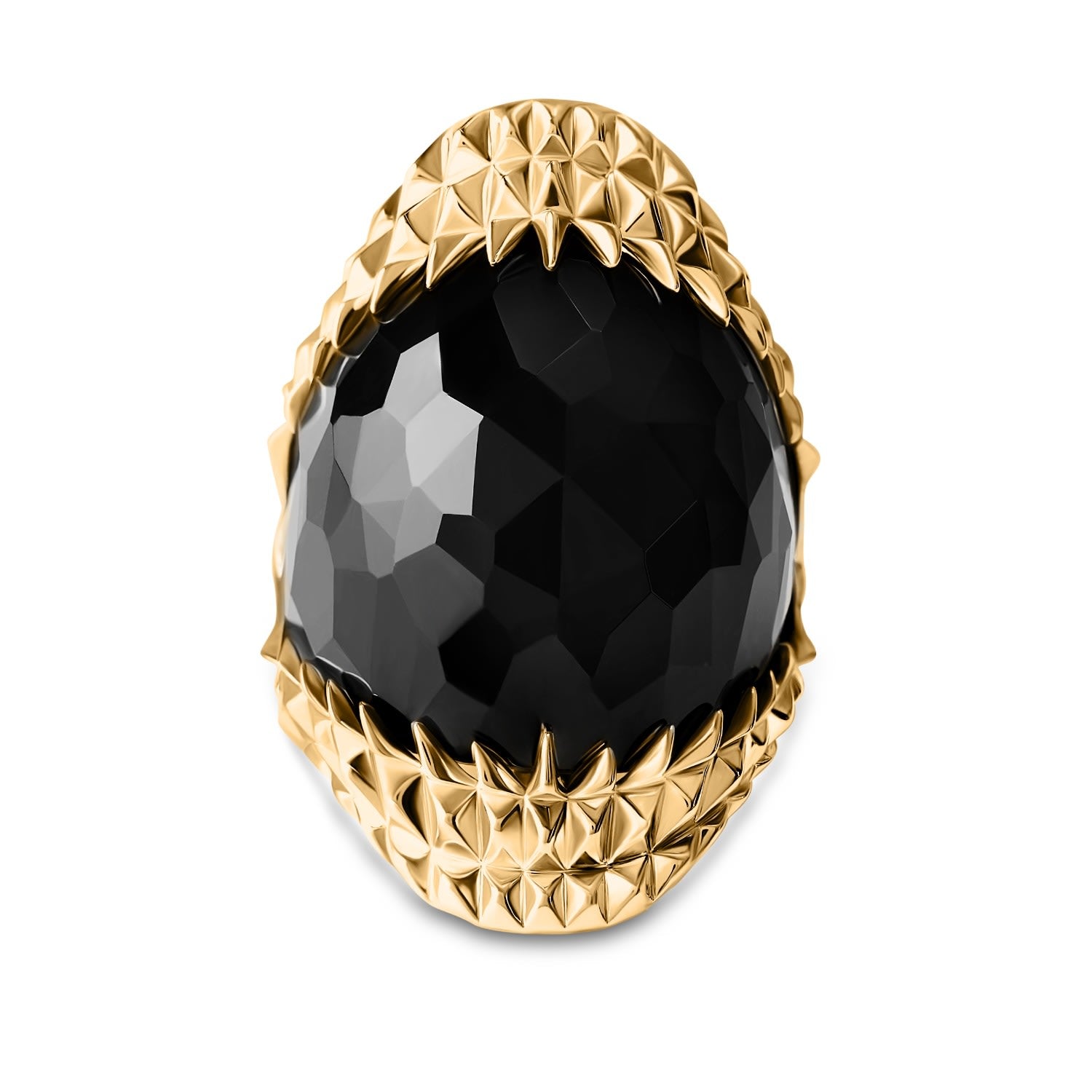 Black Vampire Bite Ring Gold