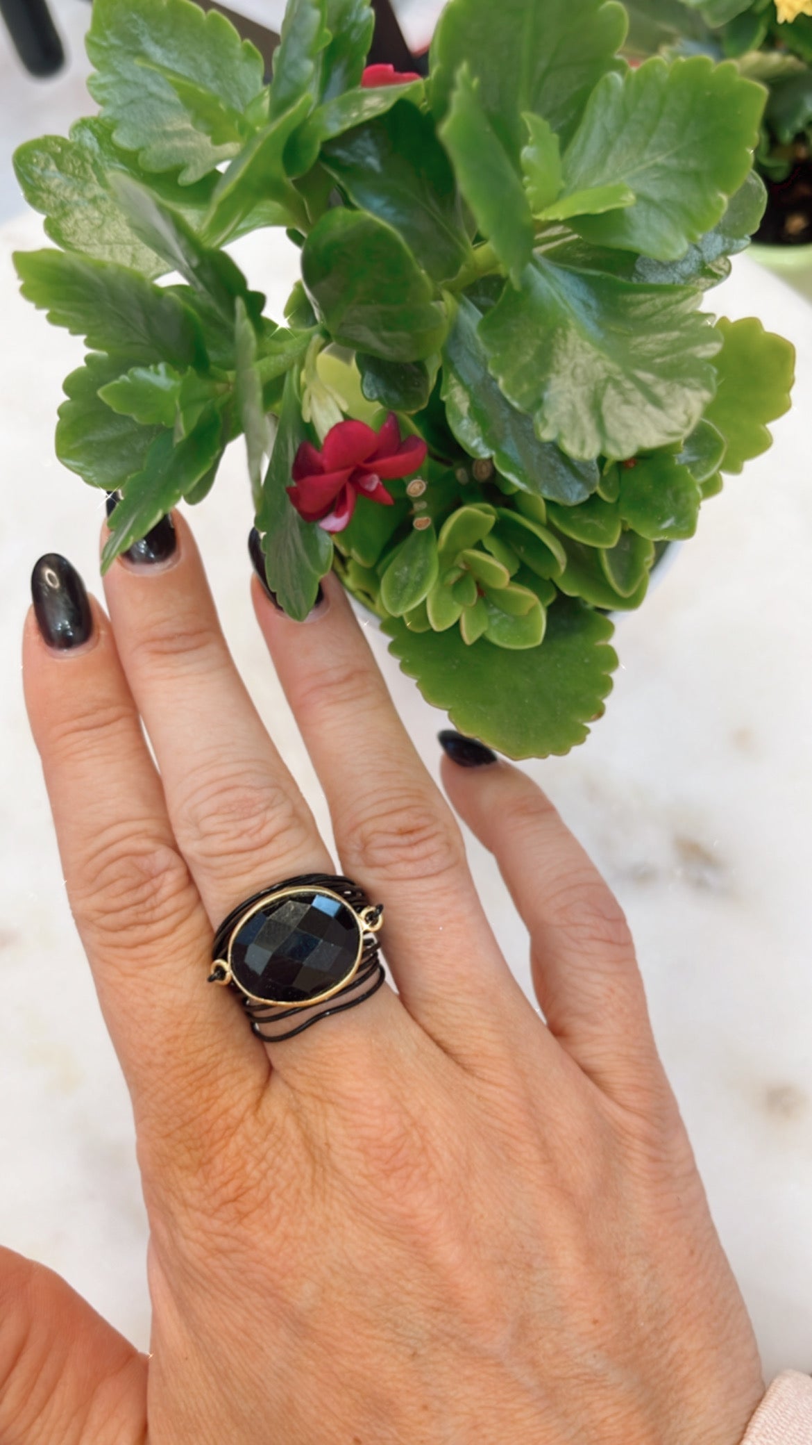 Torrey Ring in Black Onyx with Black Wrap