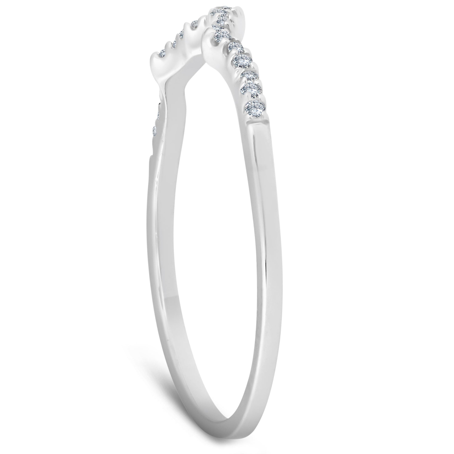 1/8 Ct Diamond Contoured Womens Wedding Anniversary Ring 14k White Gold Band