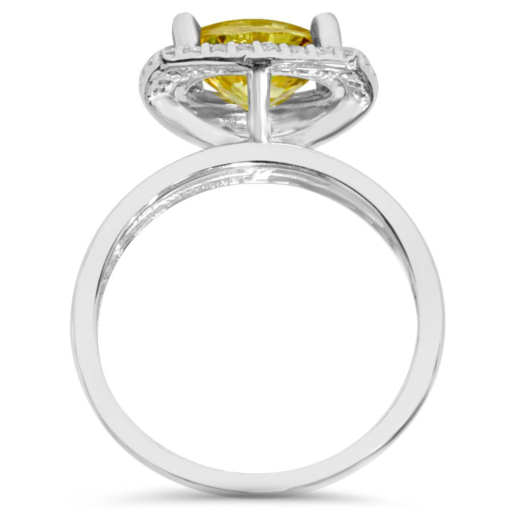 2.26Ct Oval Citrine & Diamond Halo Ring 10K White Gold