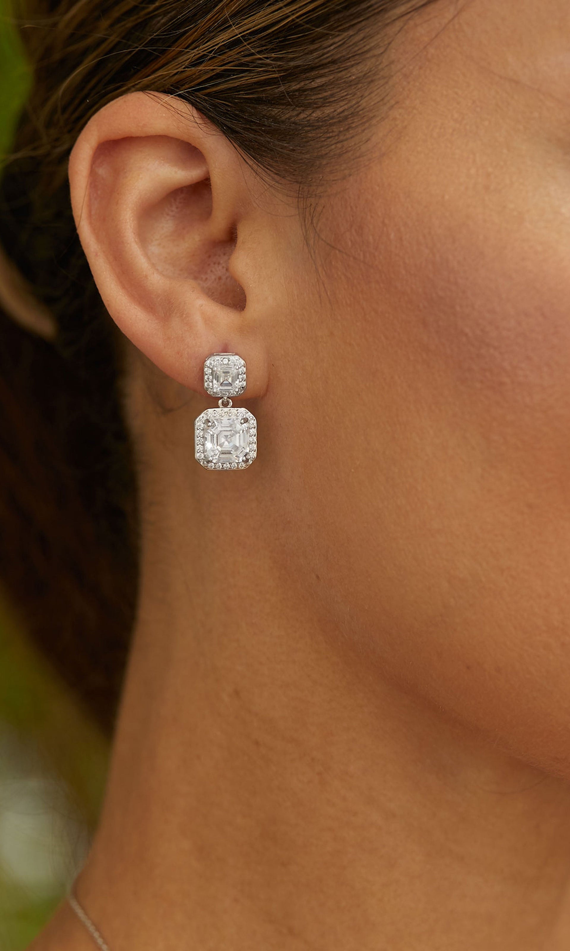 Sterling Radiant Cut Dbl Drop