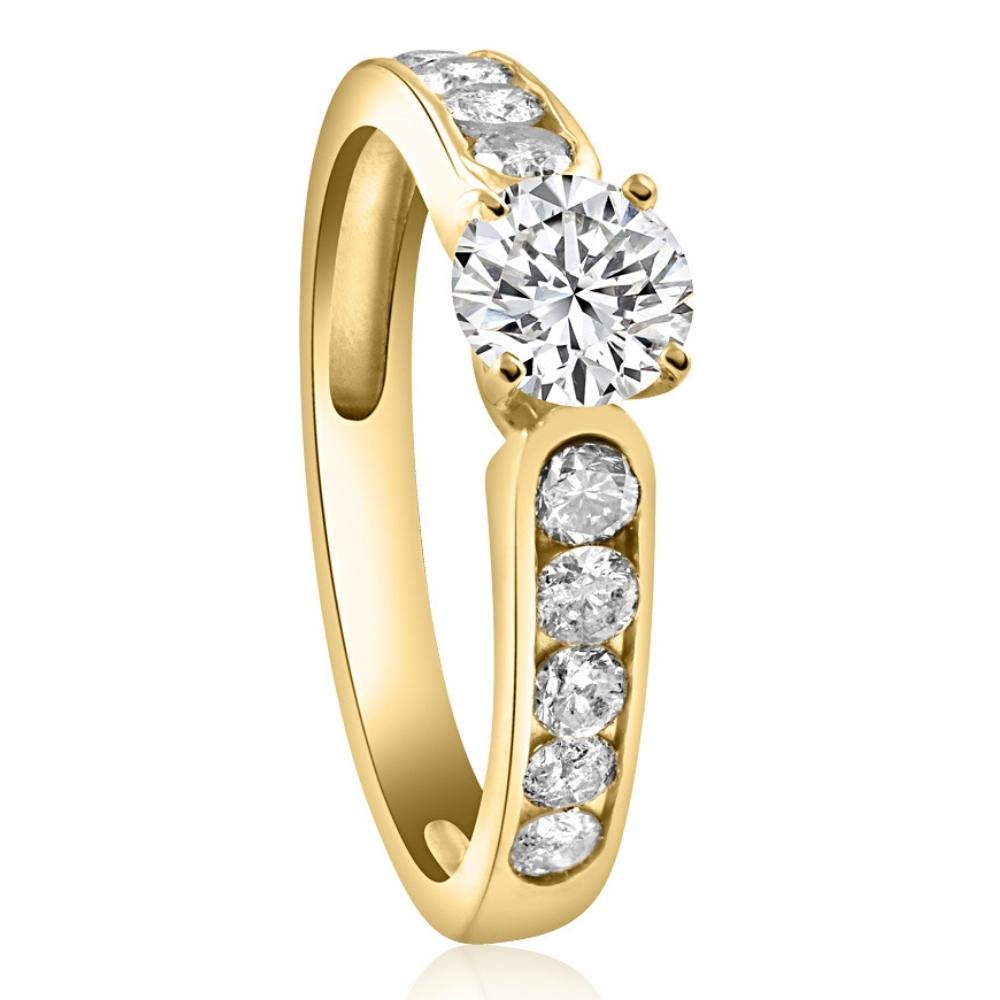 1 Ct Diamond Engagement Ring With Channel Set Accents in 10k Yellow Gold
