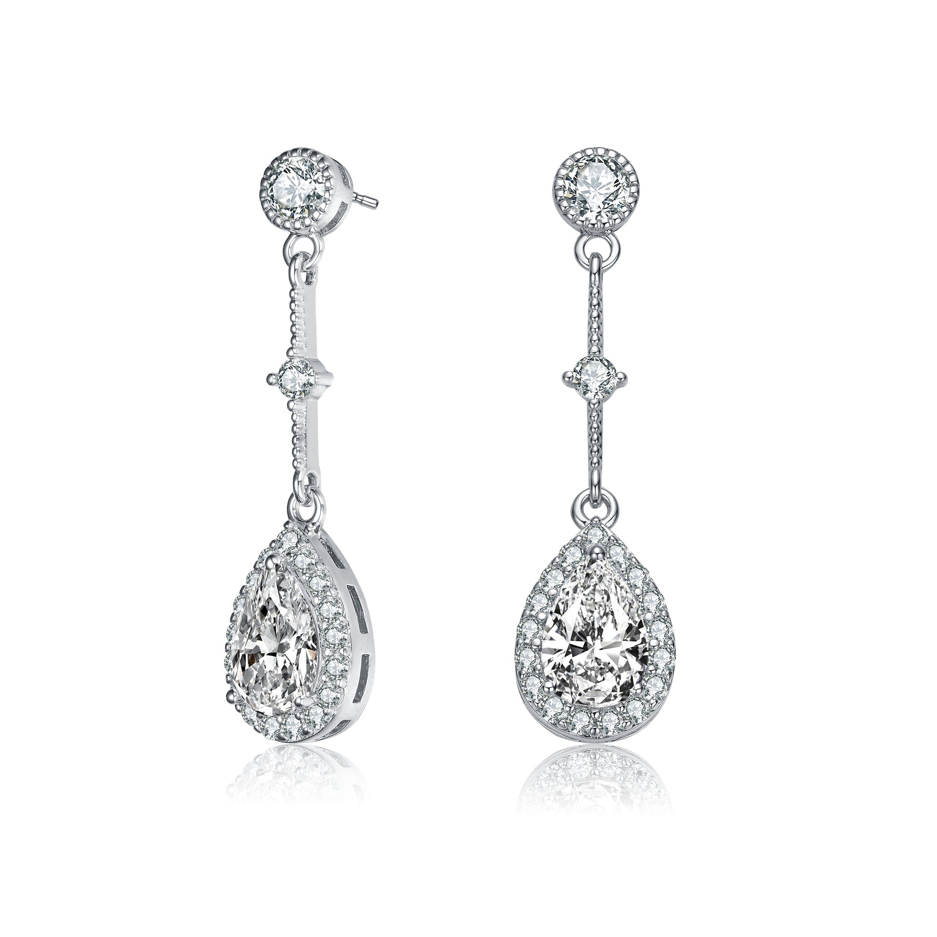 Sterling Silver Cubic Zirconia Accent Chandelier Earrings