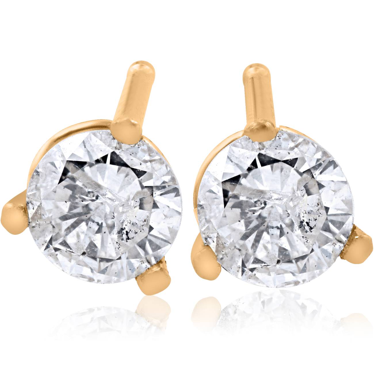 1/5ct Round Genuine Diamond Martini Studs 14K Yellow Gold