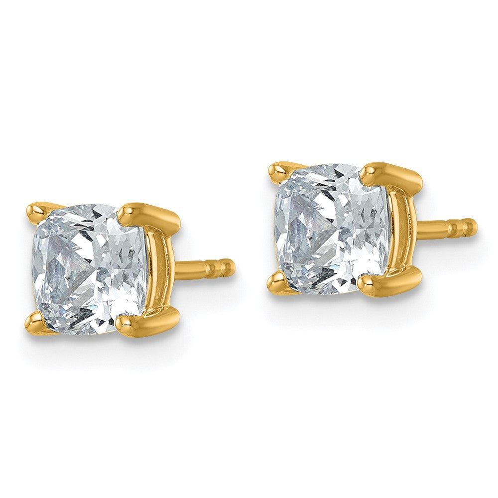 14k Gold 2 CTW Cushion Cut Lab Grown Diamond Stud Earrings