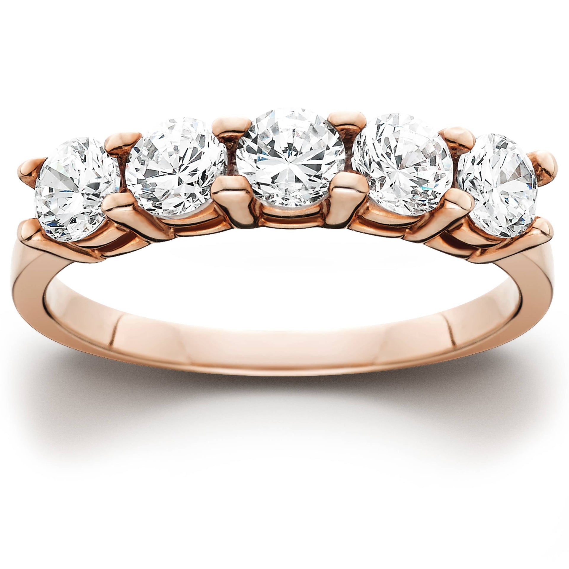 1 cttw 5-Stone Round Cut Diamond Wedding Anniversary Ring 14K Rose Gold
