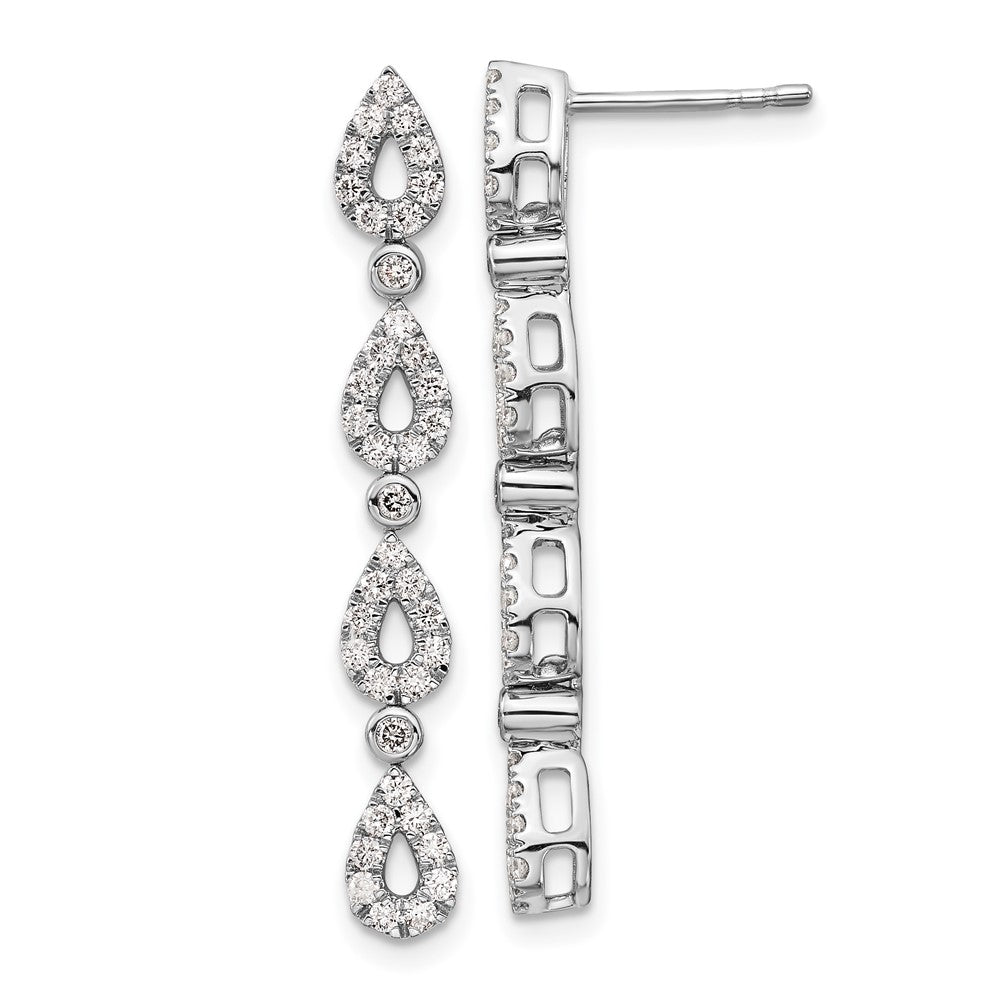 14K White Gold 0.80 CT Lab Grown Diamond Teardrop Dangle Earrings VS Clarity G-H Color
