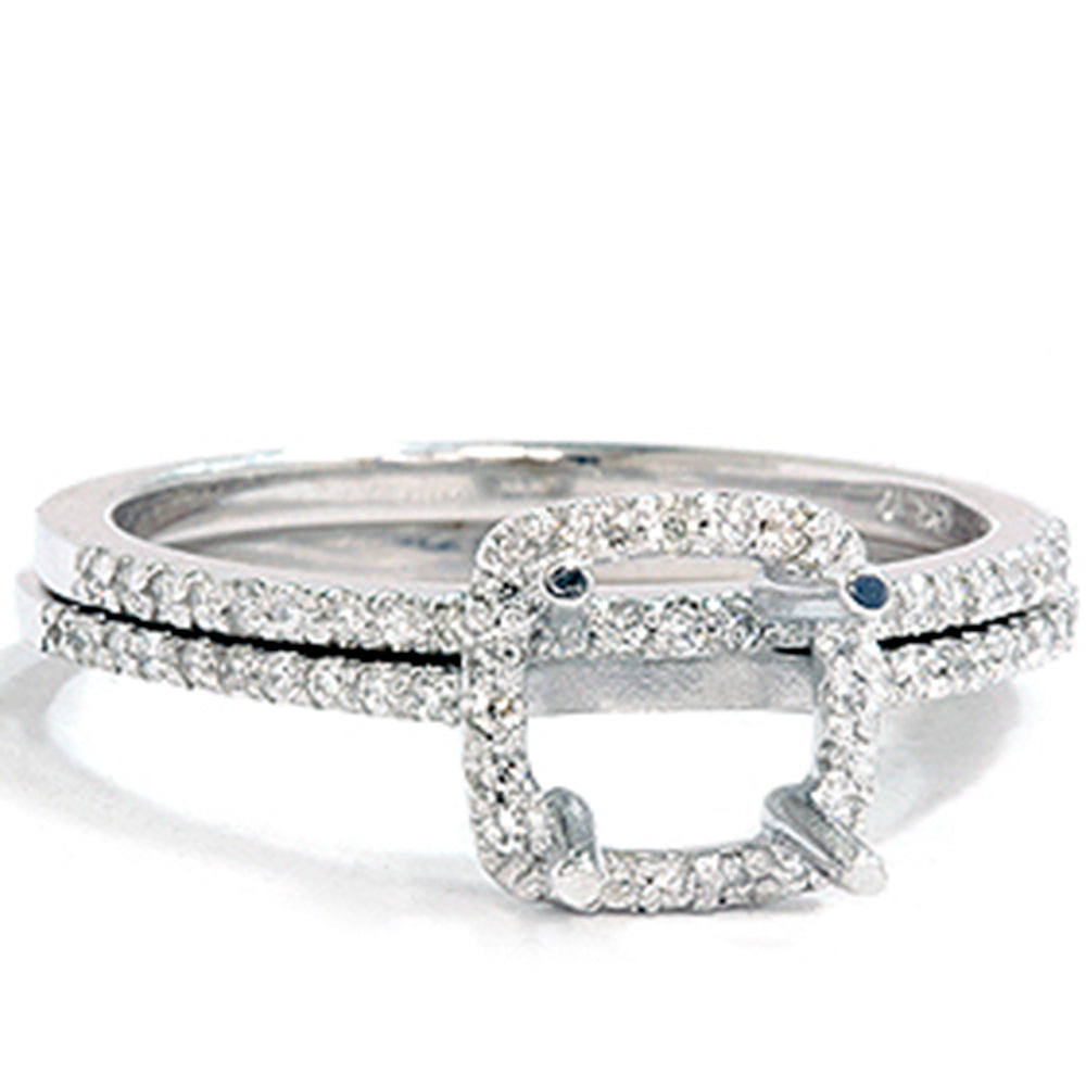 3/8 ct VS1 Diamond Engagement Semi Mount White Gold Ring Set