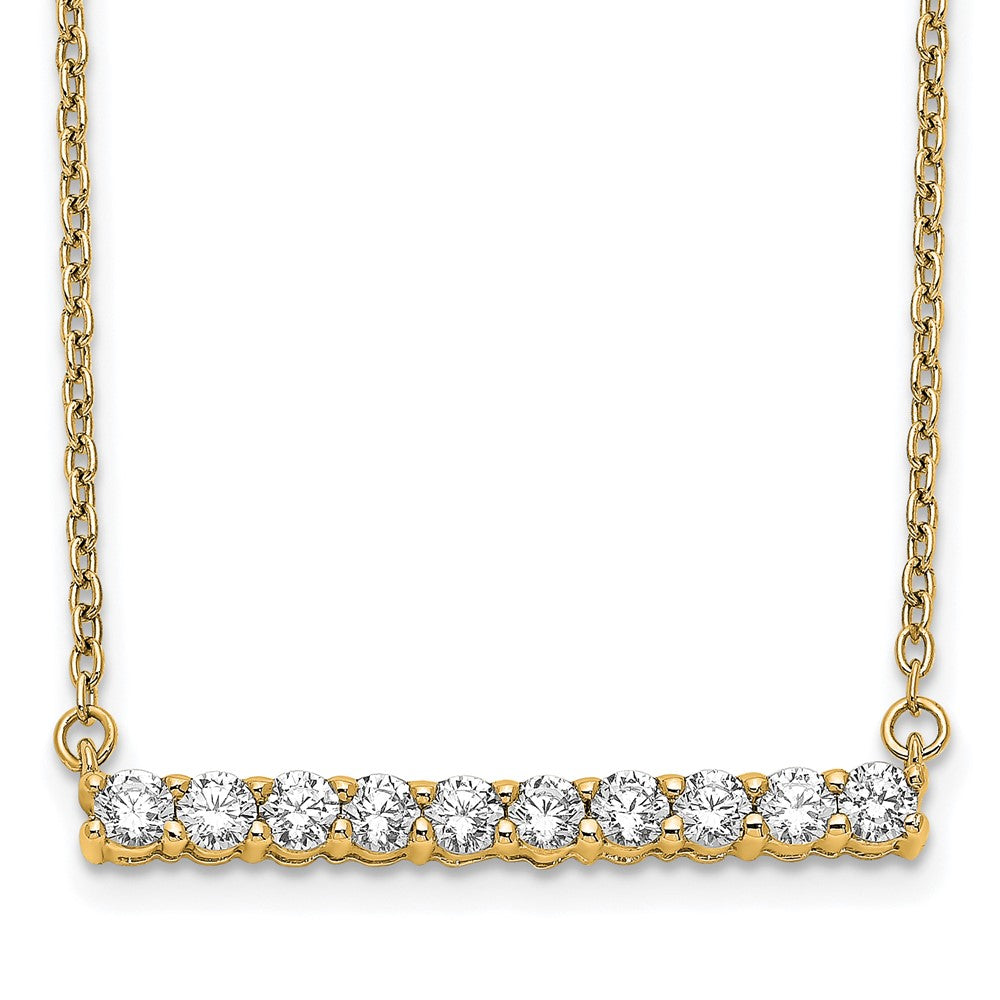 14K Gold 1/2 CT Lab Grown Diamond Bar Pendant Necklace Clarity VS Color G-H