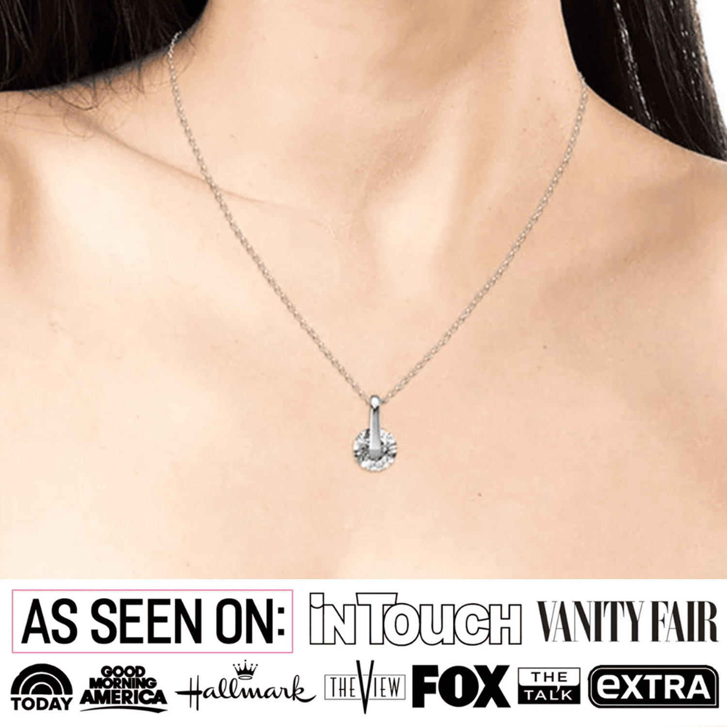 Tina 18k White Gold Plated Necklace with Solitaire Swarovski Crystal
