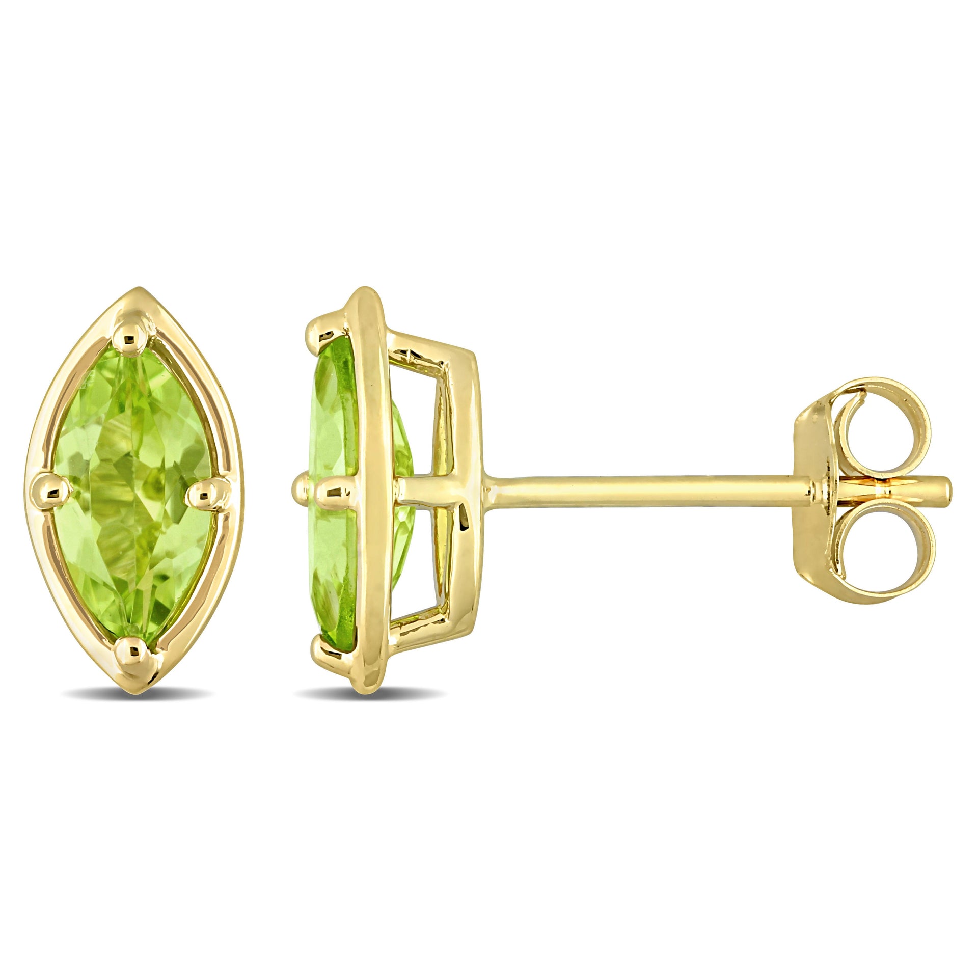 Mimi & Max 4/5ct TGW Marquise Peridot Stud Earrings in 14k Yellow Gold