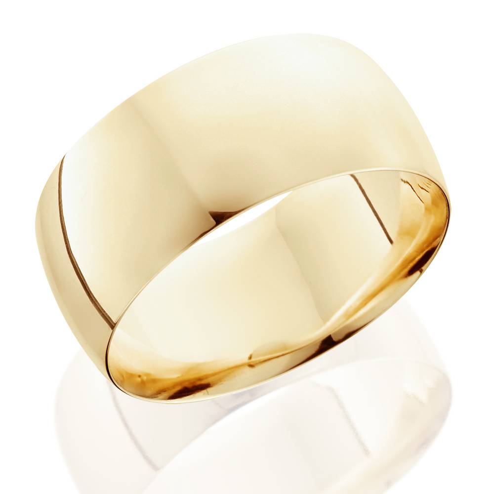 10mm Dome High Polished Wedding Band 14K Yellow Gold Size Selectable