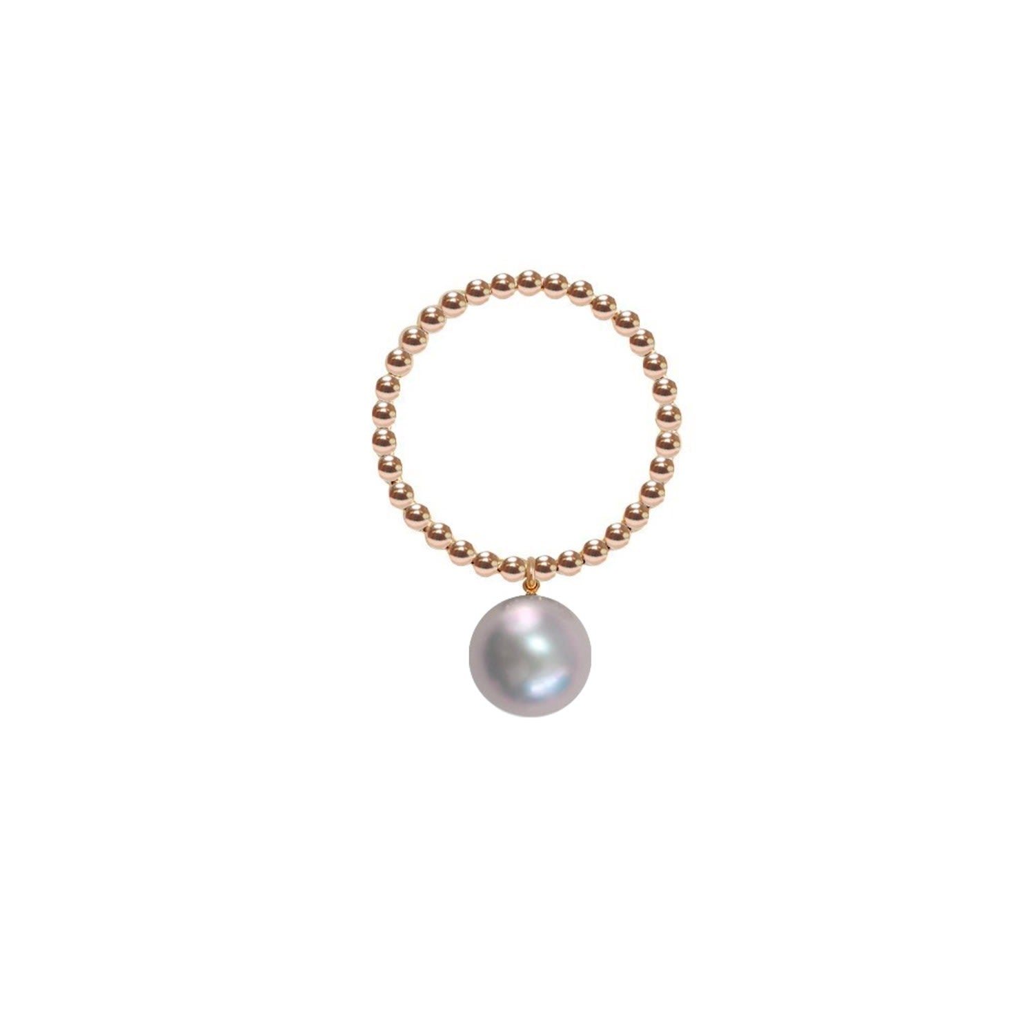 Gold Orb Ring Grey Pearl