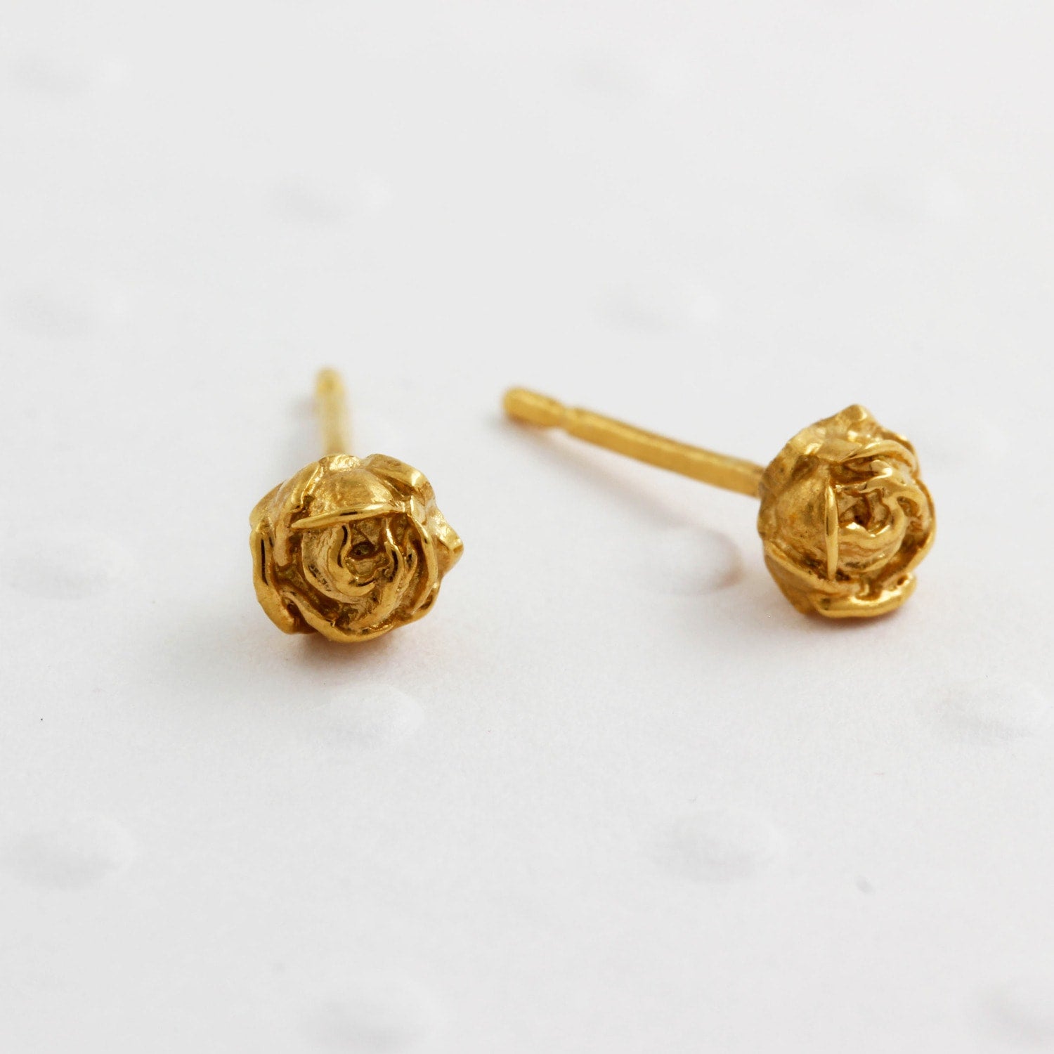 Tiny Rose Stud Earrings Gold