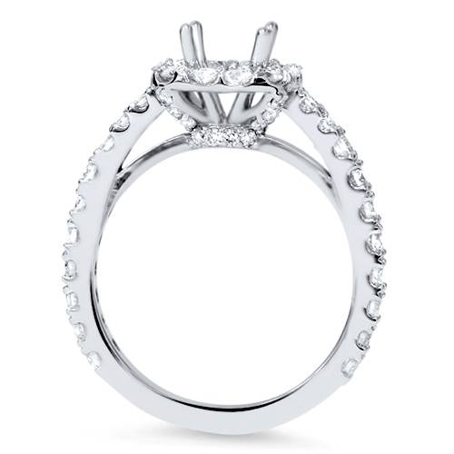 1ct Diamond Ring Cushion Halo Setting 14K White Gold Semi Mount