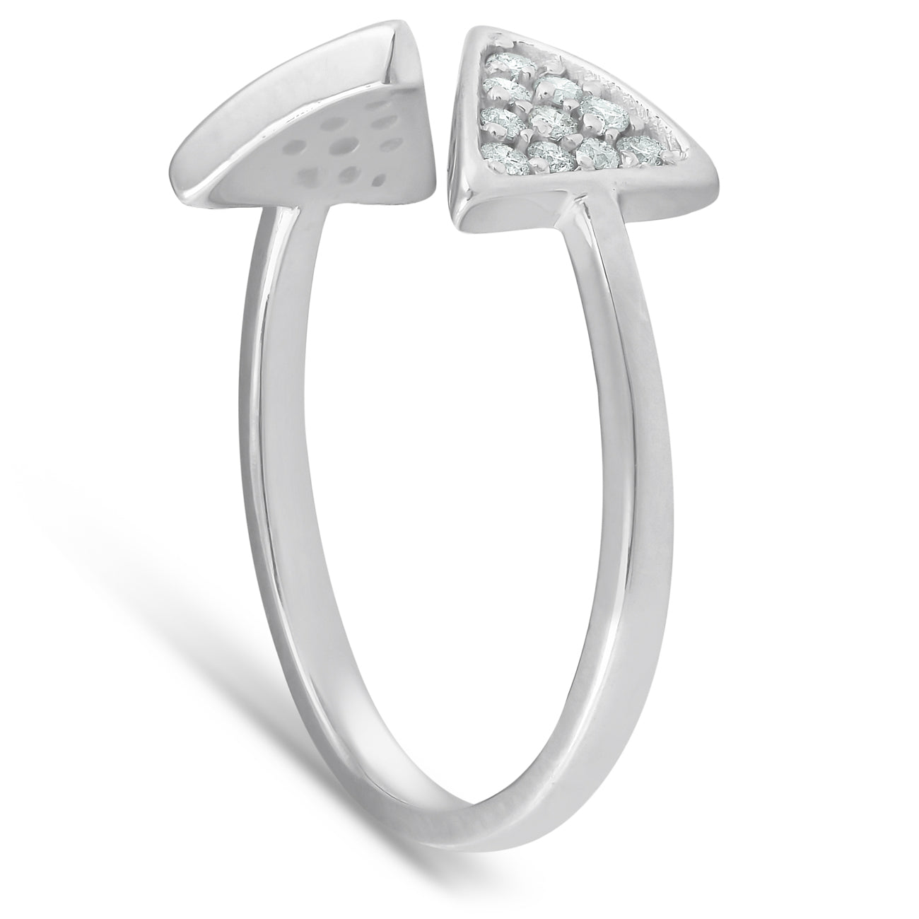 1/5ct Diamond Ring Open Triangle Fashion Right Hand Split Band White Gold