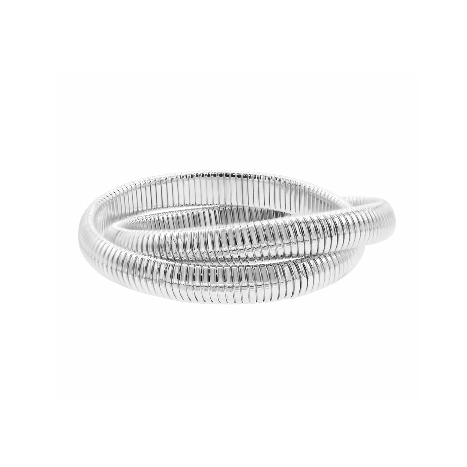 Sterling Silver Plated 2-Layer Omega Chain Bracelet