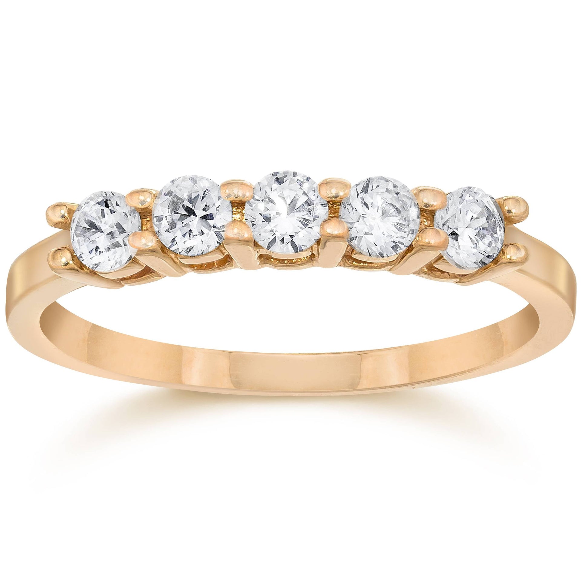 1/2 ct Five Stone Diamond Ring 10K Rose Gold