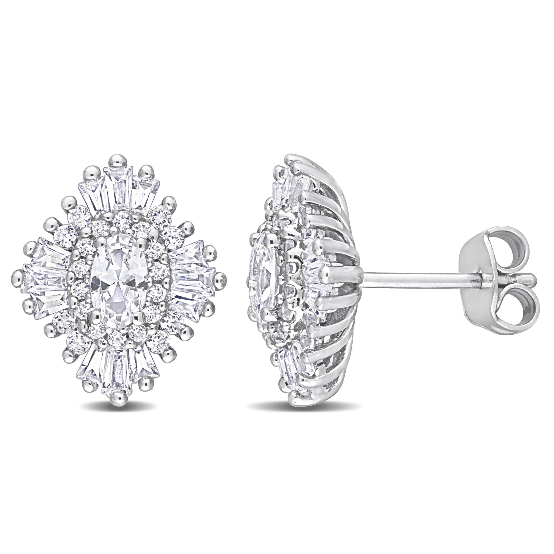 Mimi & Max 2 7/8 CT TGW Created White Sapphire Starburst Earrings in Sterling Silver