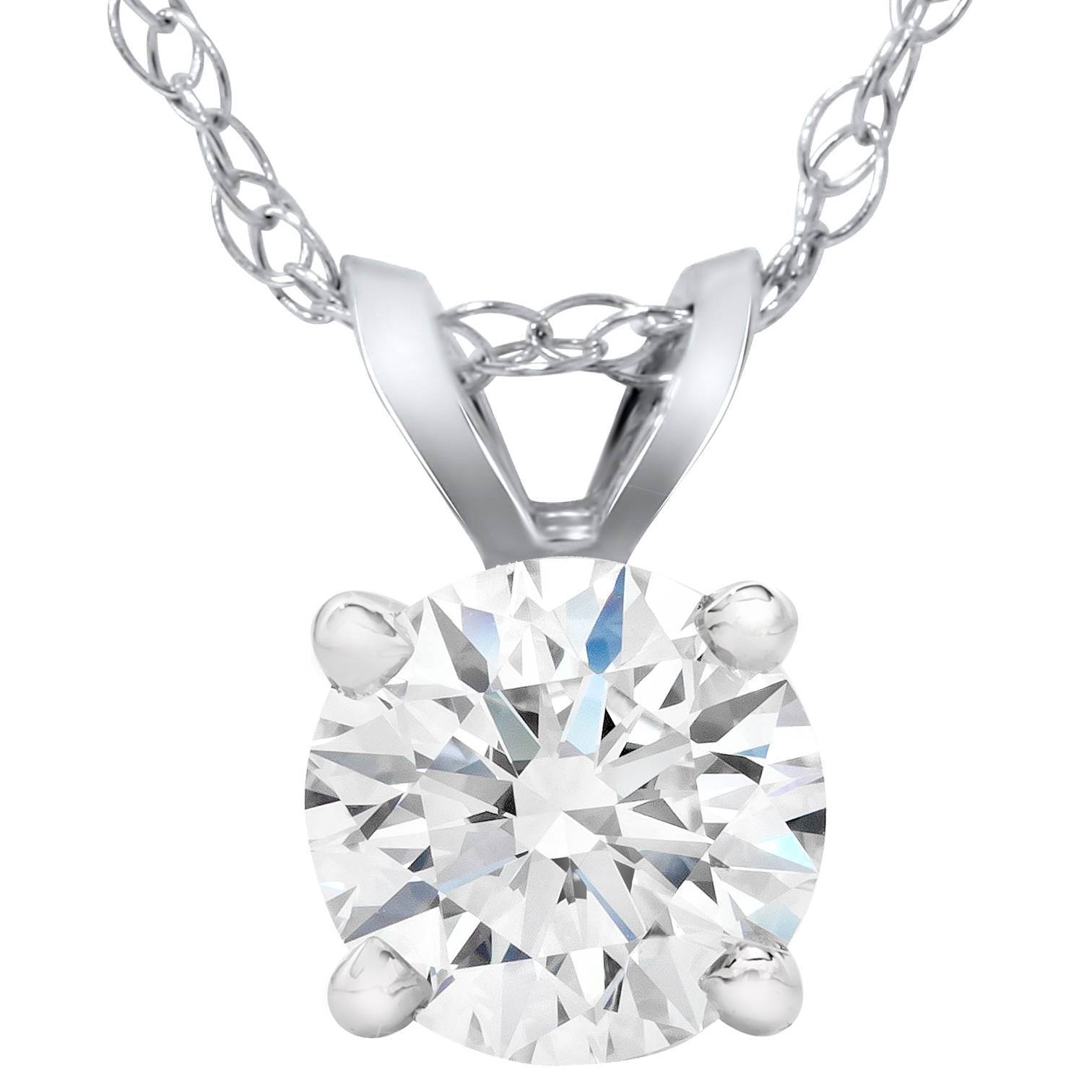 Certified 2 1/4ct Lab Grown Diamond Solitaire Pendant White Gold Necklace
