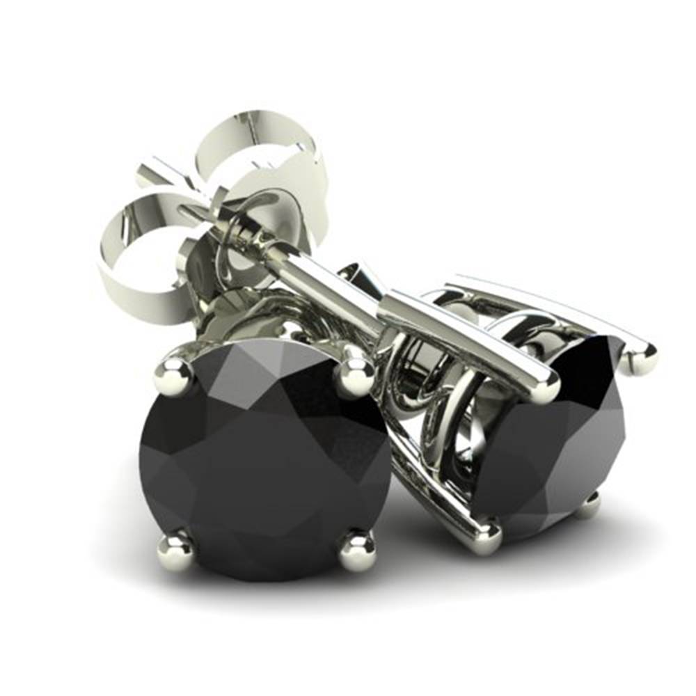 4 Ct Round Heat Treated Black Diamond 14K White Or Yellow Gold Studs Earrings in Basket Setting