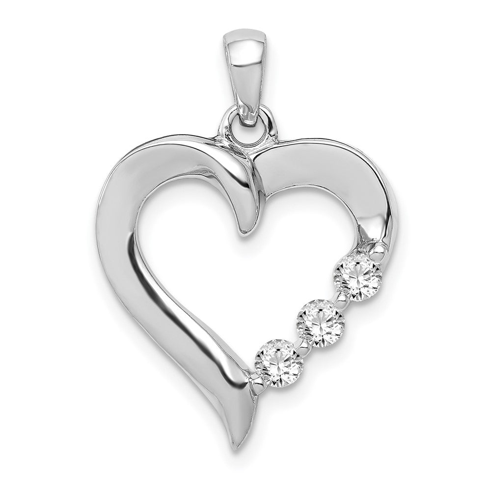 14K Gold Lab Grown Diamond 3-stone Heart Pendant (0.25ct VS G-H)