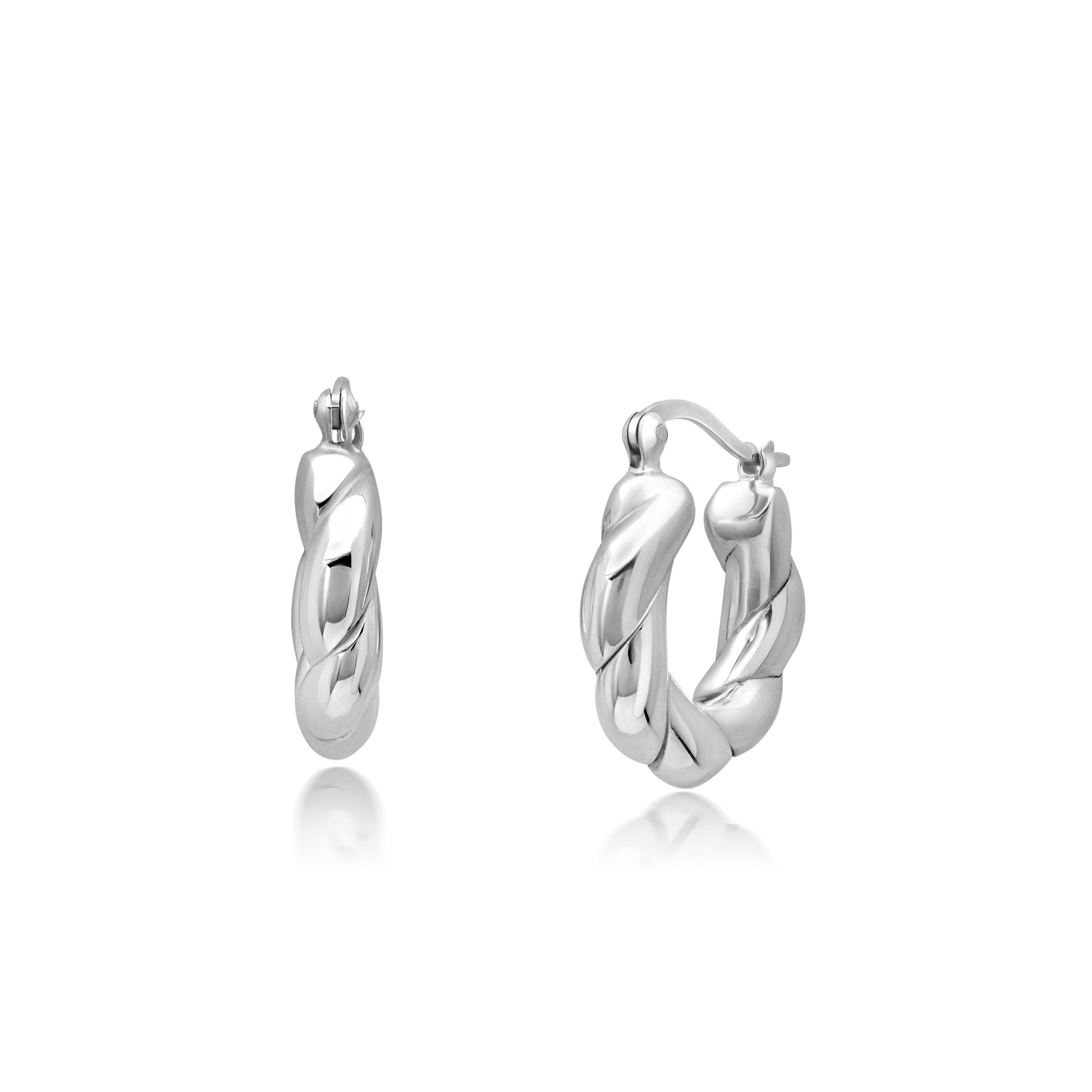 Sterling Silver Round Sharp Twist Hoop Earrings
