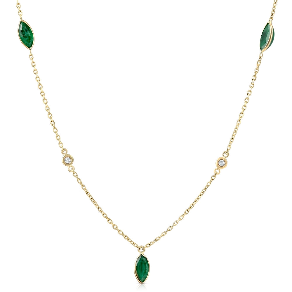 3/4 Ct tdw Marquise Emerald & Diamond By The Yard 18' Necklace