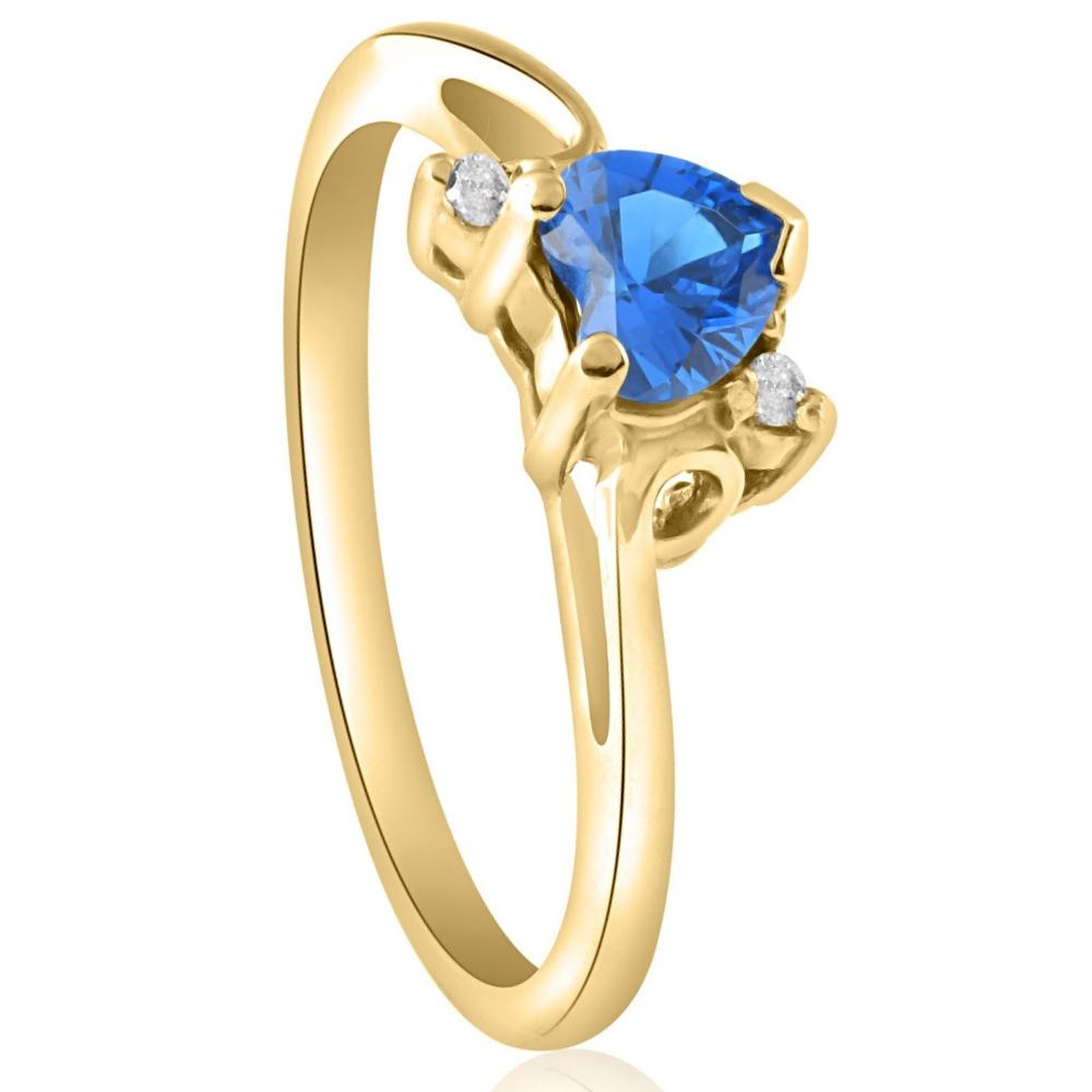1/3Ct Heart Shaped Blue Sapphire & Diamond Ring in White, Yellow, or Rose Gold