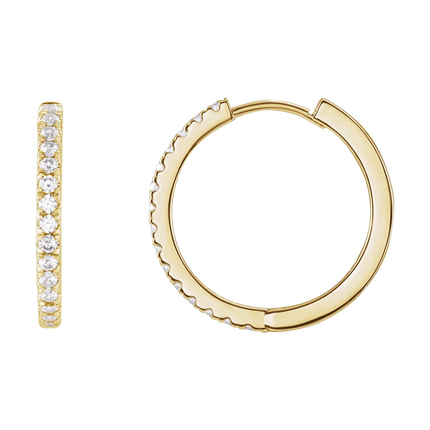 14K Gold 3/8ct Lab-grown Diamond Hoop Earrings Clarity SI Color G-H