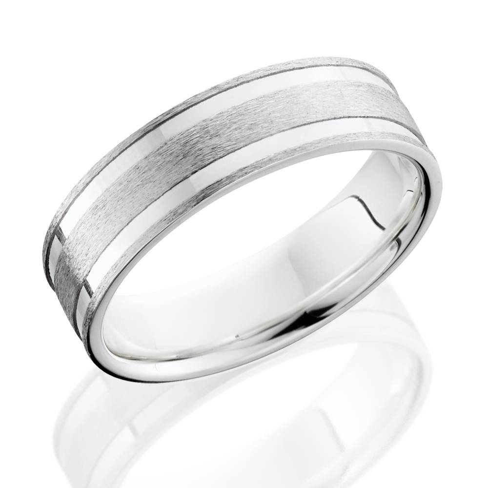 Double Channel Brushed Wedding Band 14K White Gold Size Selectable
