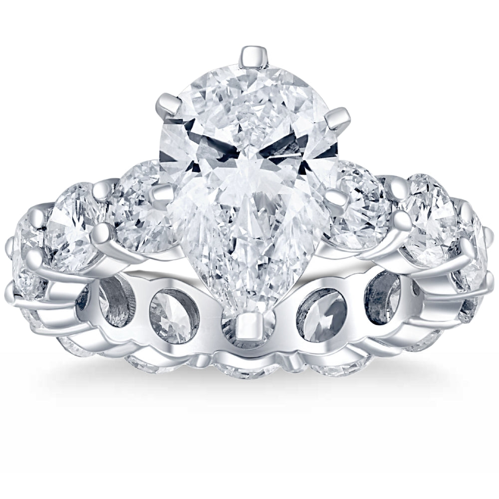 8 ct TW Pear Diamond Eternity Engagement Ring in 14k Gold Lab Grown