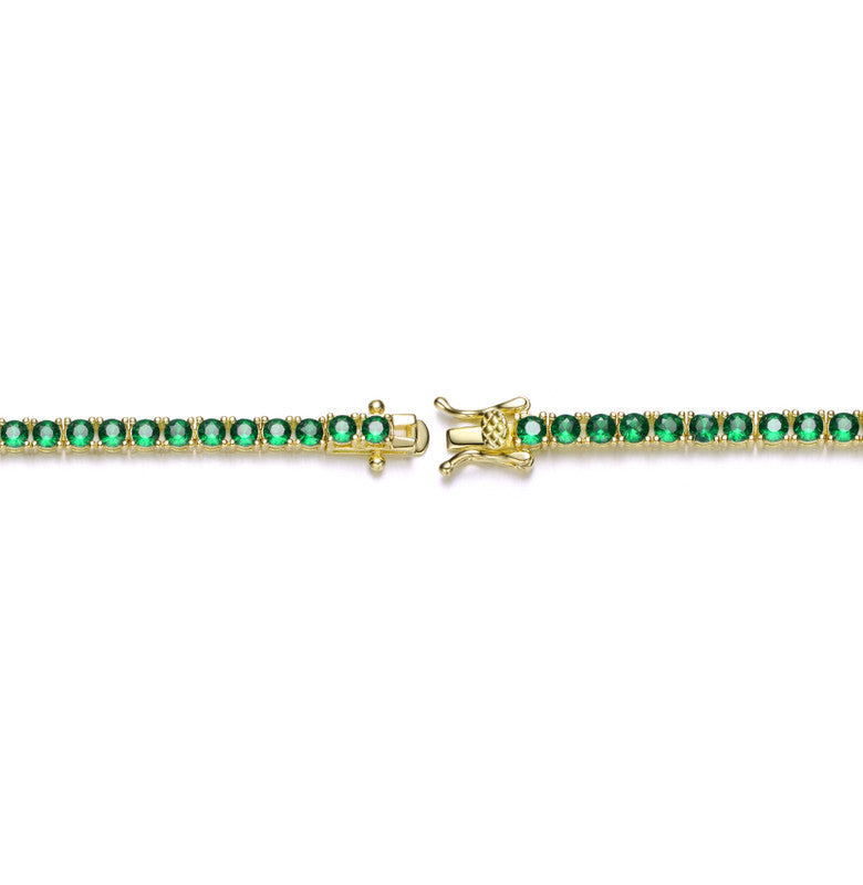 14k Gold Plated with Colored 3mm Cubic Zirconia Tennis Bracelet