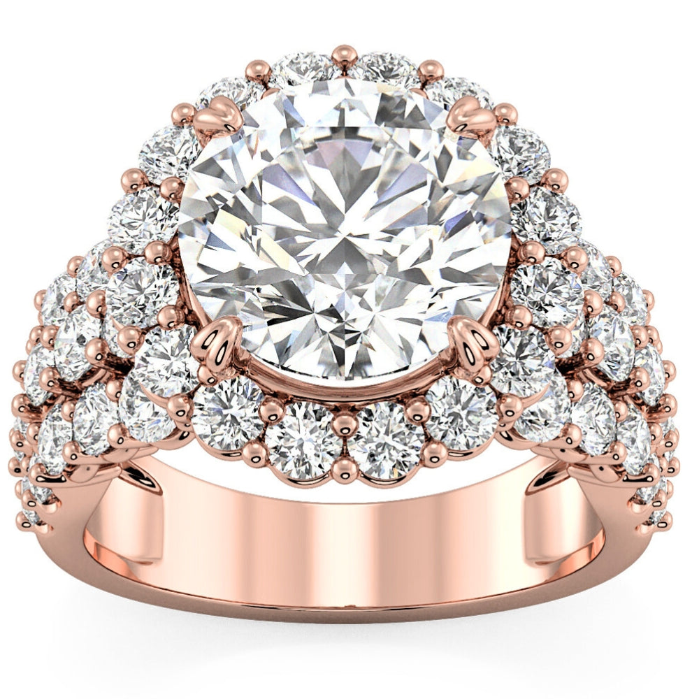 Certified 5Ct Diamond Multi Row Engagement Ring 14k Gold Lab Grown