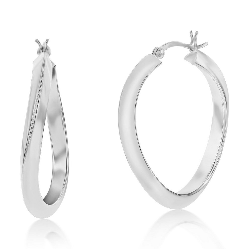 Sterling Silver or Gold Plated over Sterling Silver 36mm Twist Hoop Earrings