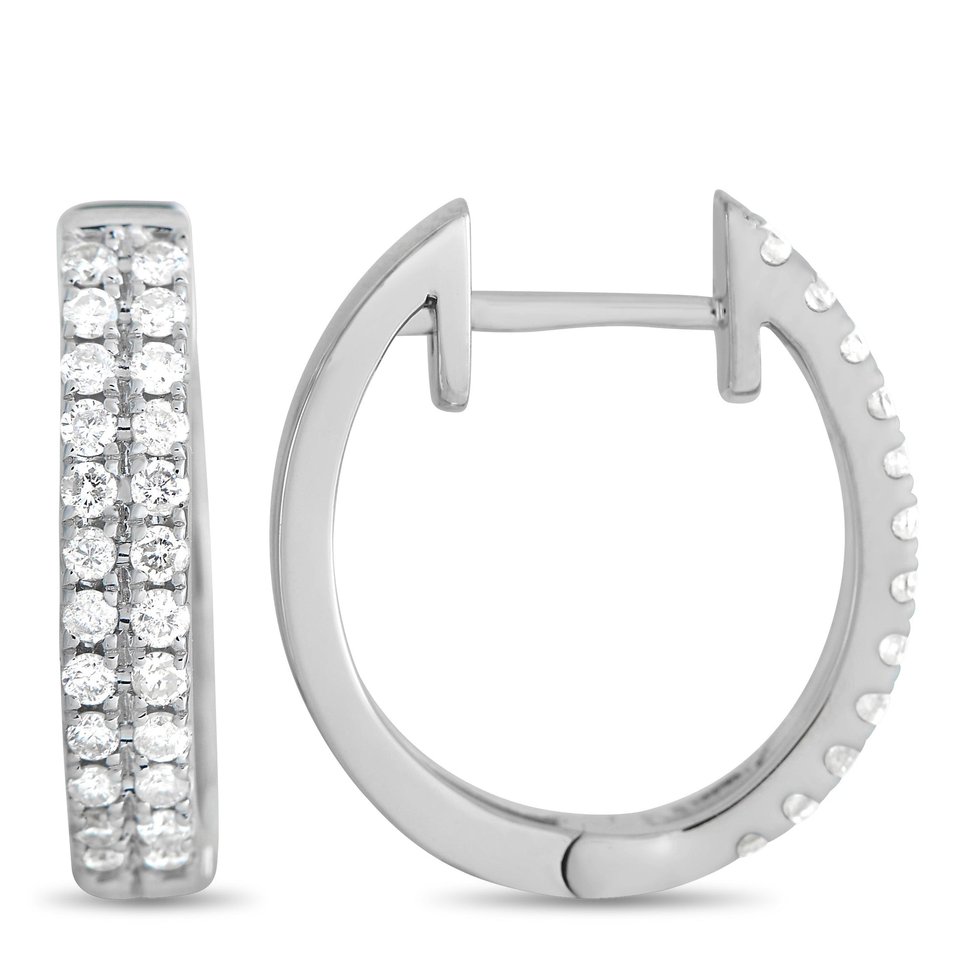 LB Exclusive 14K White Gold 0.50ct Diamond Hoop Earrings
