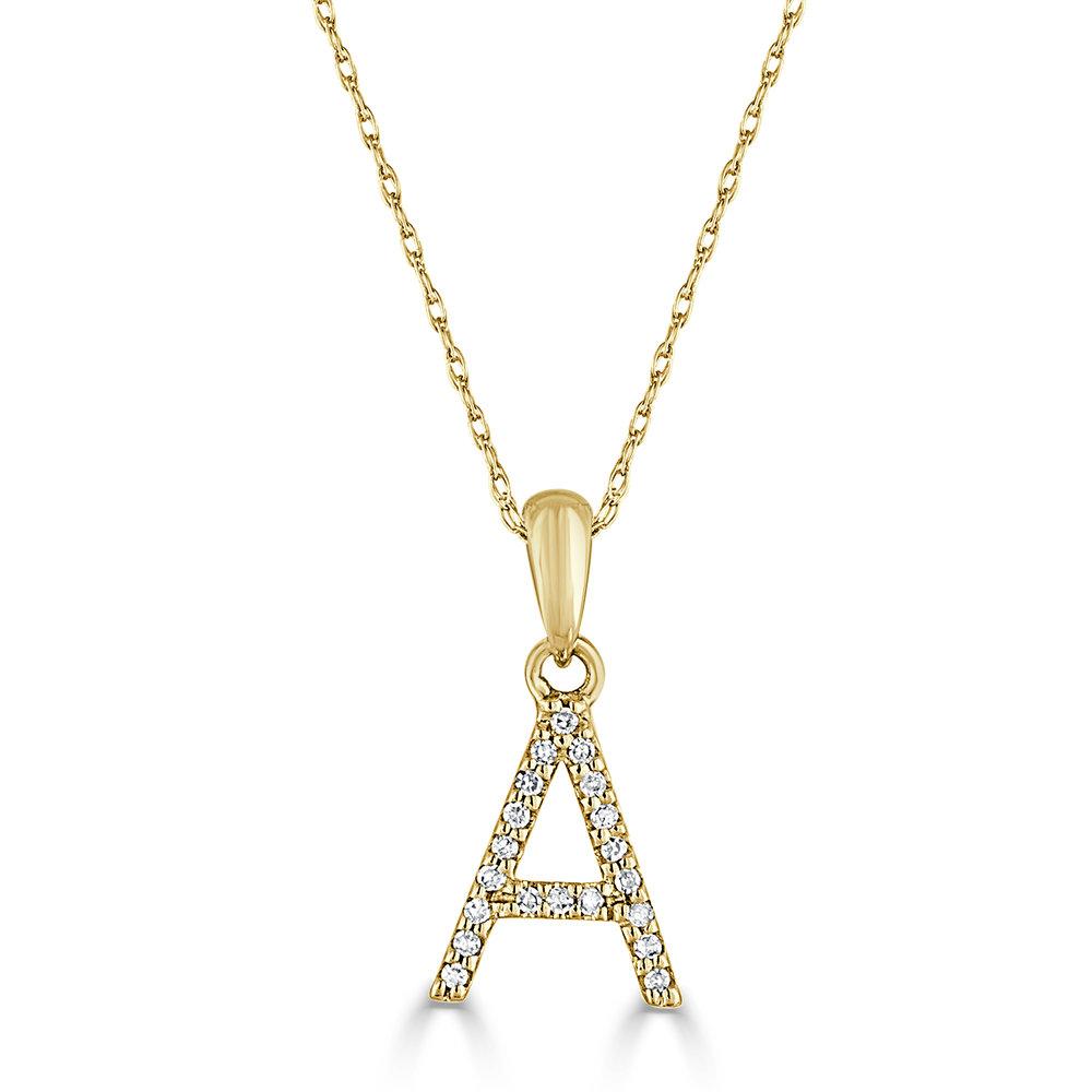 14k Gold & Diamond Initial Necklace