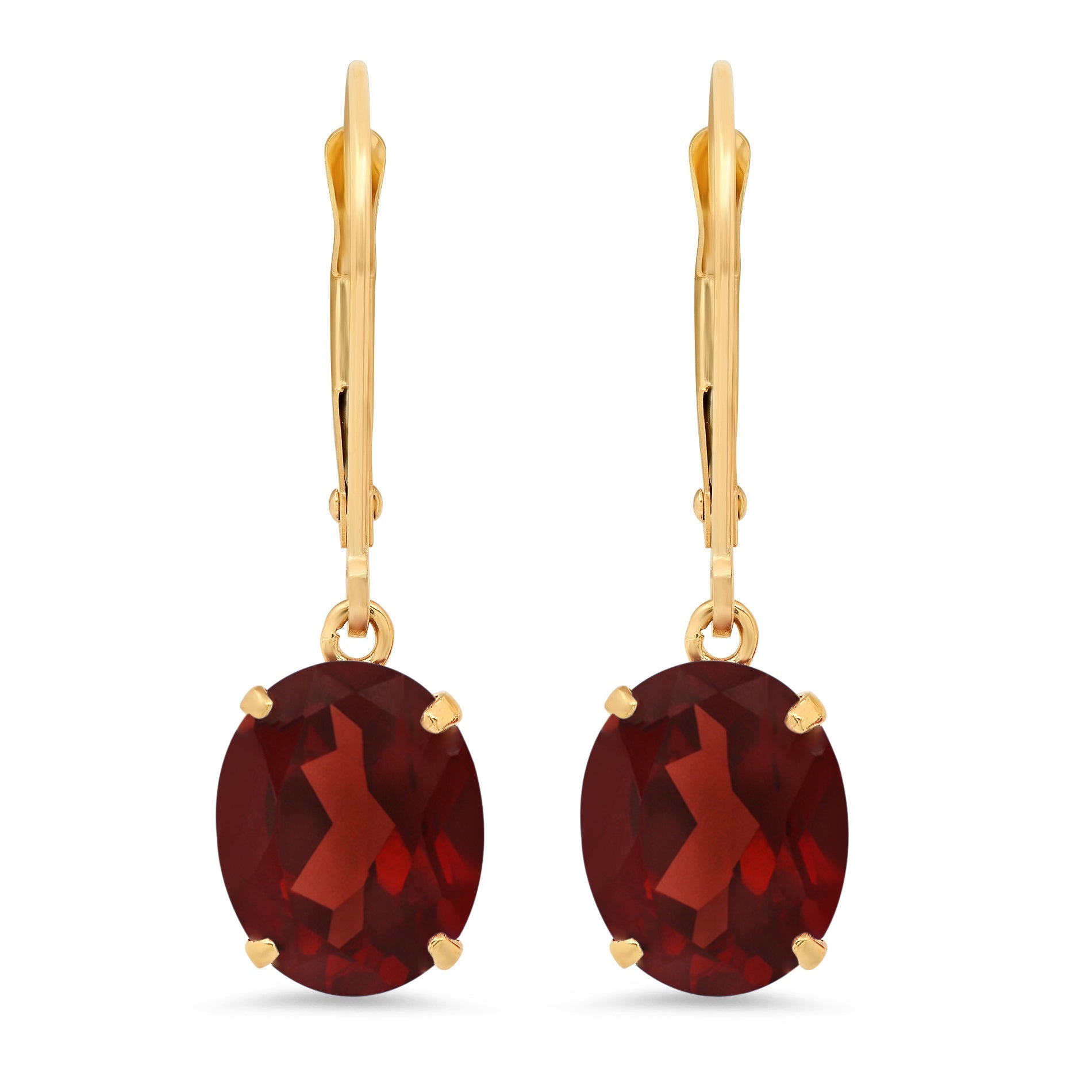 14K Yellow Gold 8X10mm Oval Gemstone Dangle Earrings