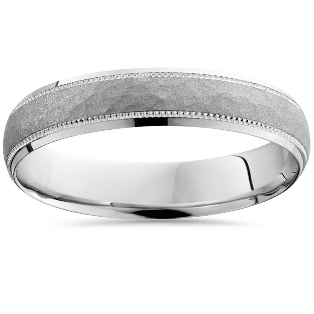 4mm Hammered 950 Platinum Wedding Band Free Sizing Size Selectable