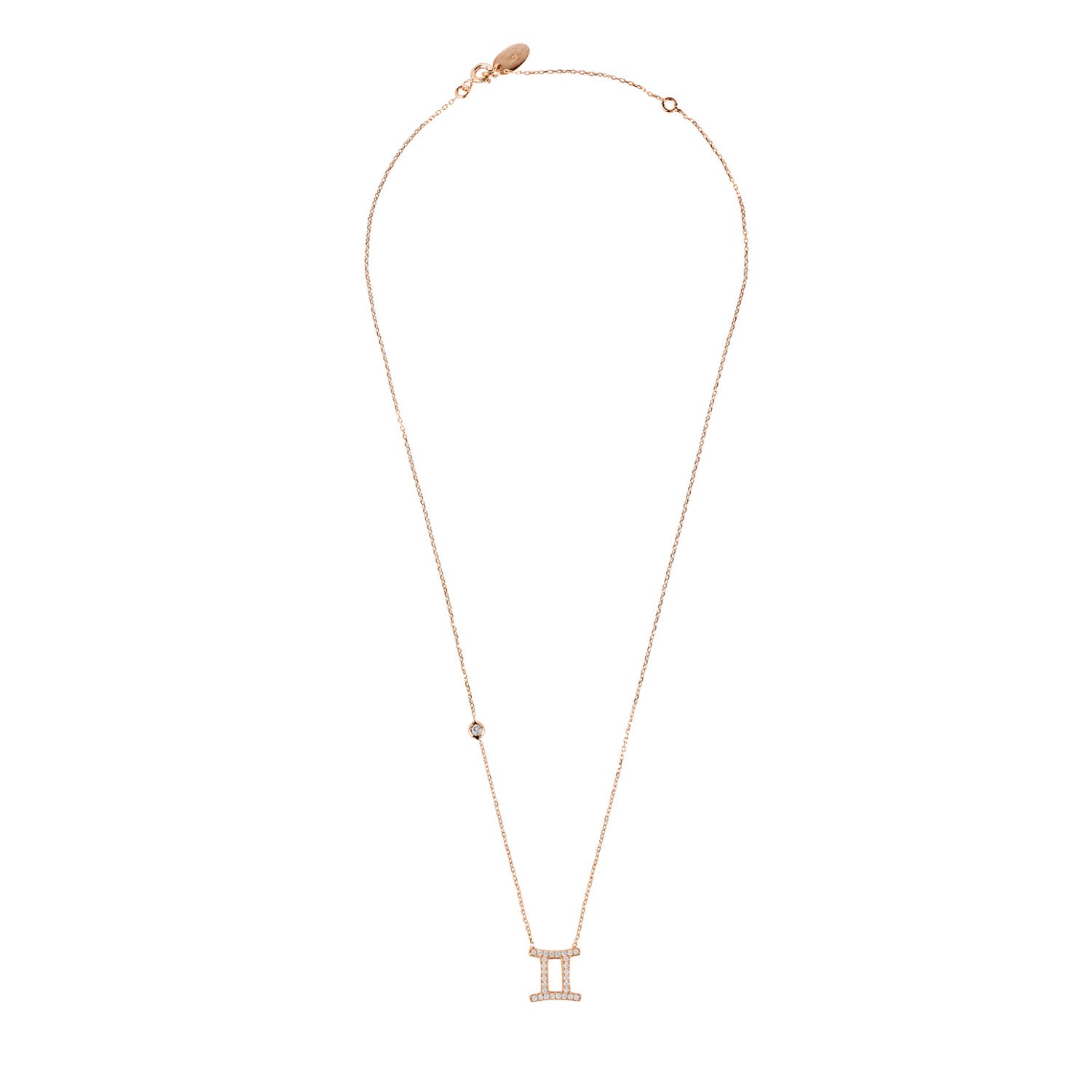 Zodiac Star Sign Pendant Necklace Rose Gold Gemini