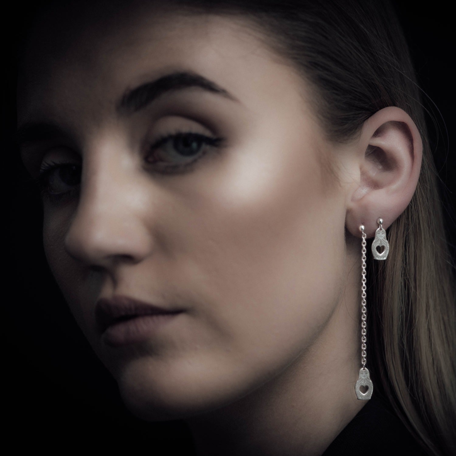 Gold Russian Doll Single Short Drop Earring