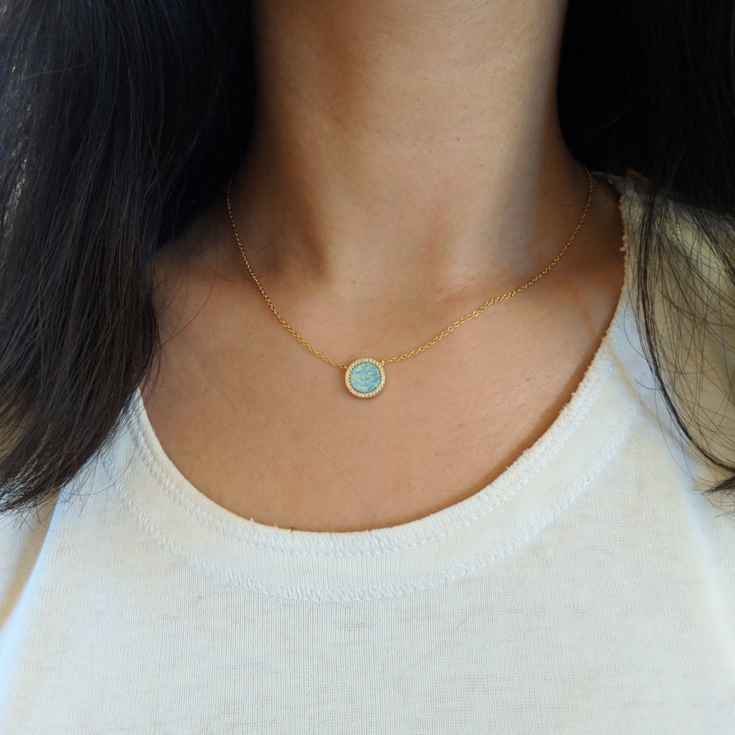 Beacon Opal Circle Necklace With Crystals - Green