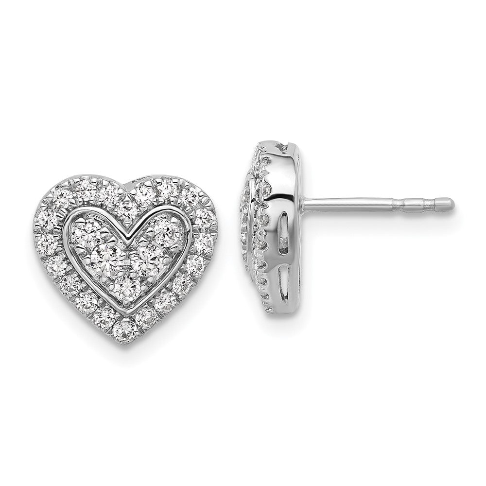 14K White Gold 3/4 CT Lab Grown Diamond Halo Heart Stud Earrings VS Clarity G-H Color