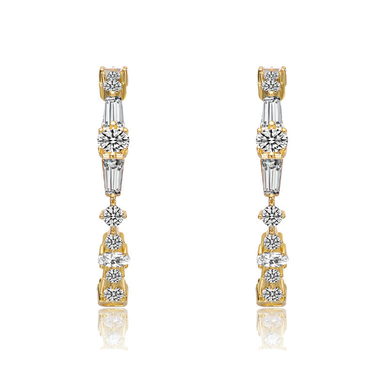 Sterling Silver With Clear Cubic Zirconia C-hoop Earrings