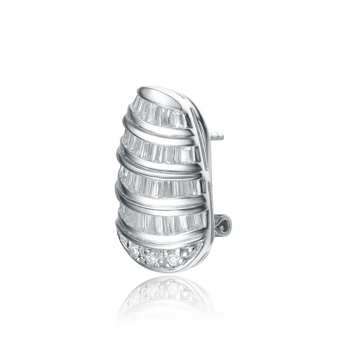 Sterling Silver Cubic Zirconia Spiral Earrings