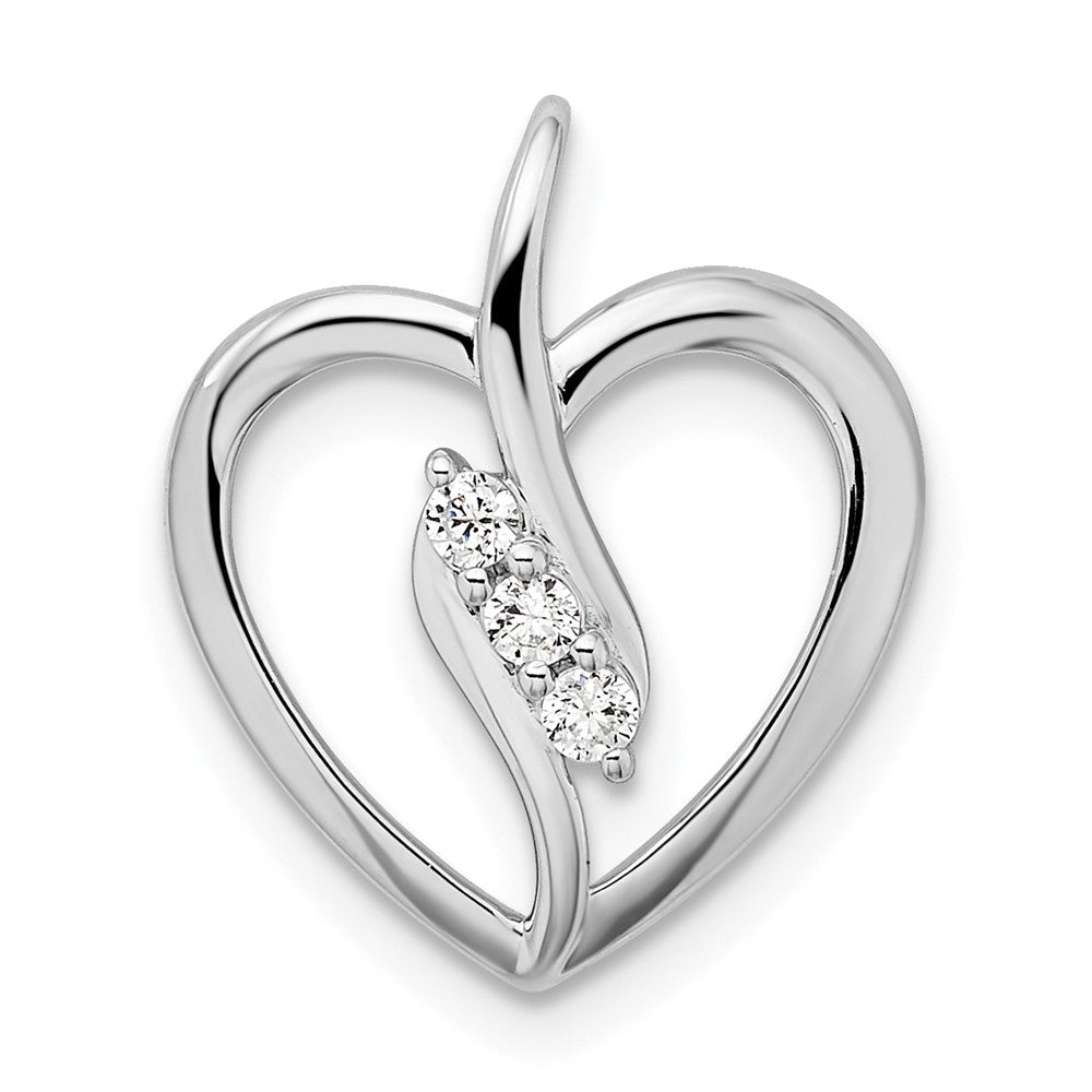 14K White Gold Lab Grown Diamond Open Heart Pendant (0.09ct VS G-H)