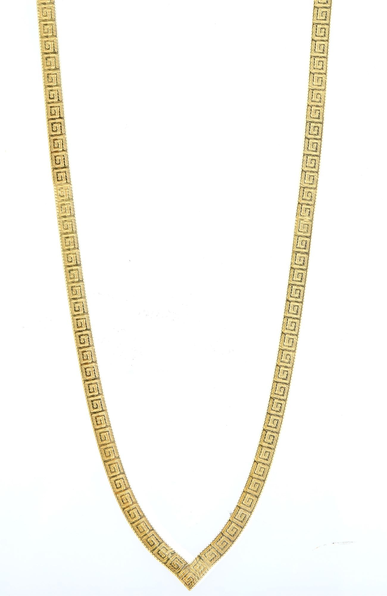 18K ITALIAN GOLD PLATED HANDMADE GREEK KEY REVERSIBLE NECKLACE