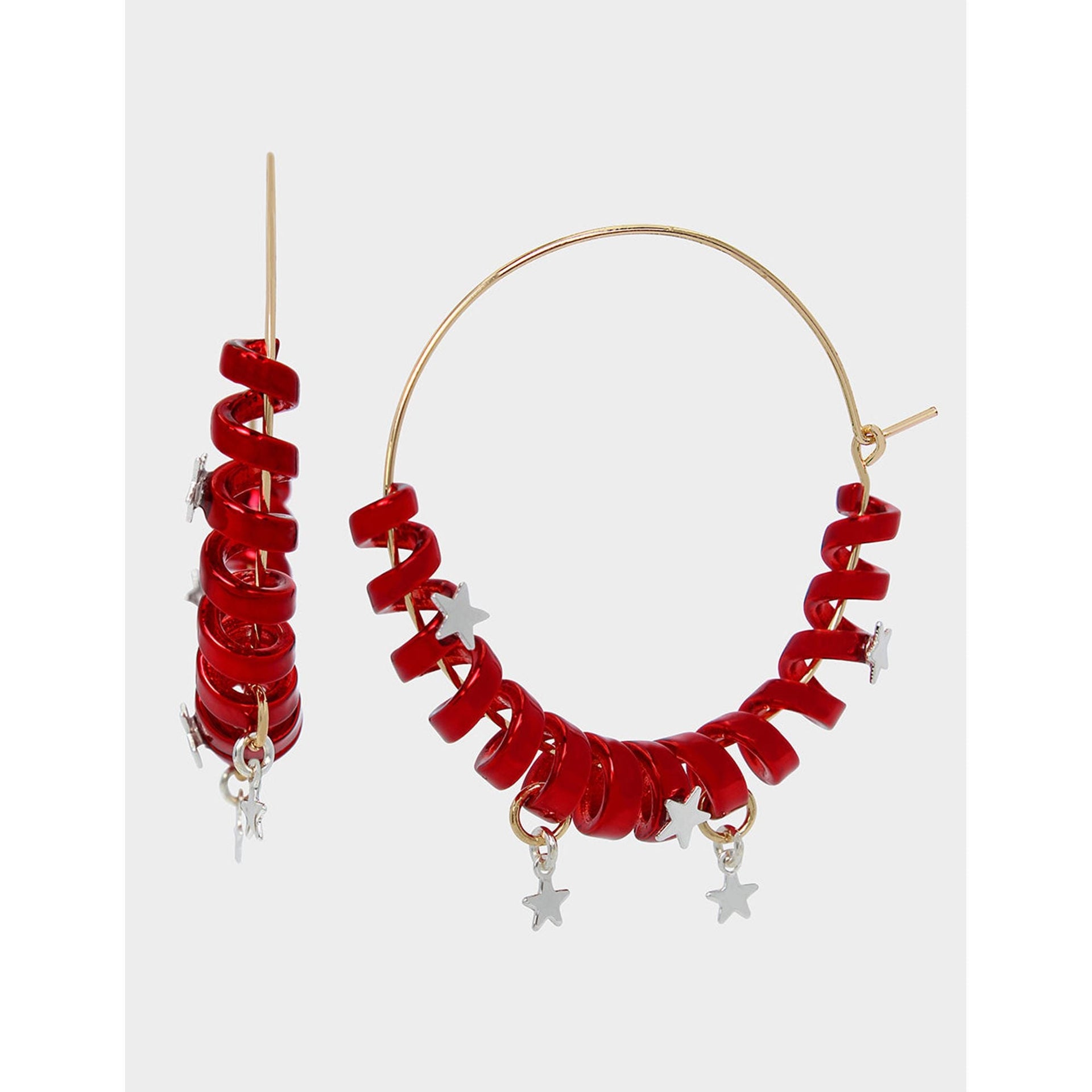 Betseys Holiday Coil Hoop Earrings Red