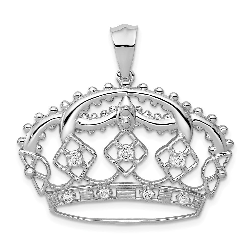 14K White Gold Lab Grown Diamond Crown Pendant (0.2ct VS G-H)