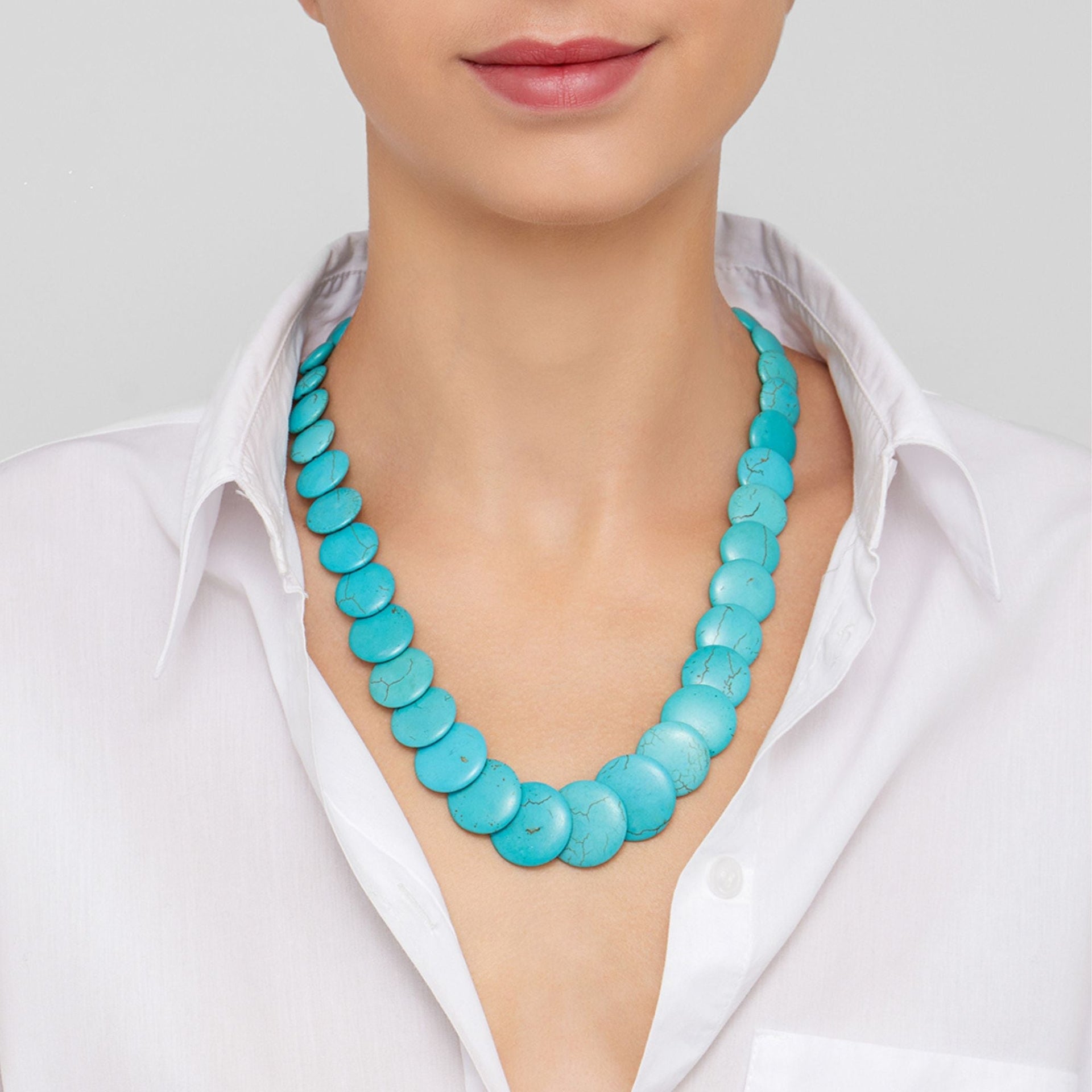 Silver Plated Scalloped Turquoise Necklace